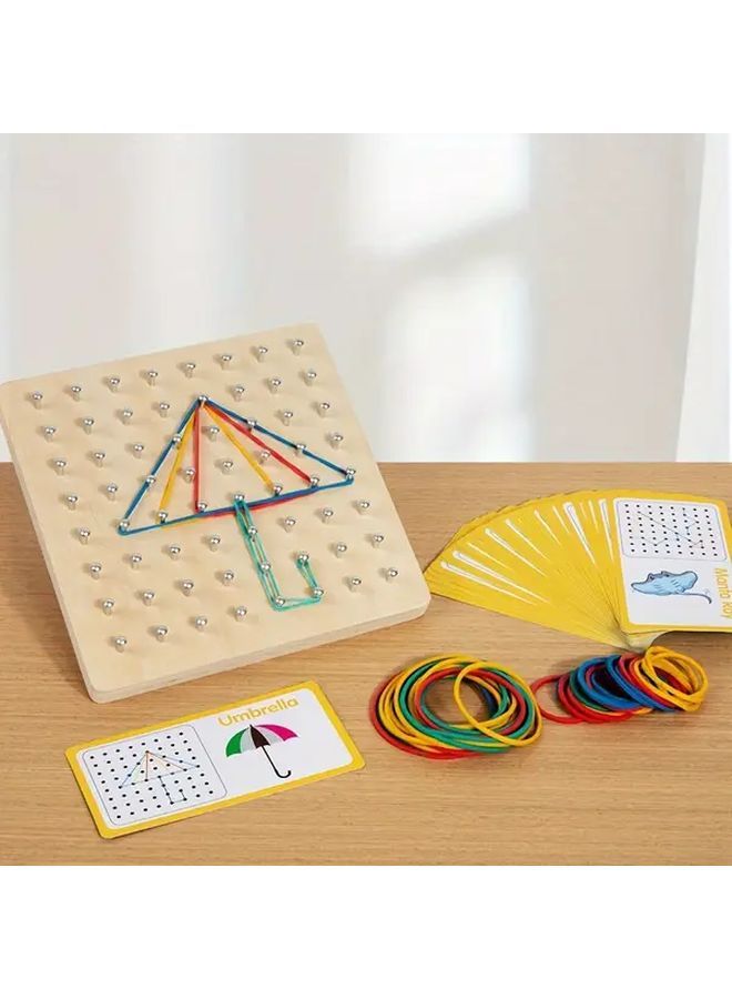 لعبة لوح الأوتاد الهندسية لعبة ألغاز تعليمية للأطفال من 3 إلى 6 سنوات مع بطاقات أنماط منزل شجرة عيد الميلاد - Image 5